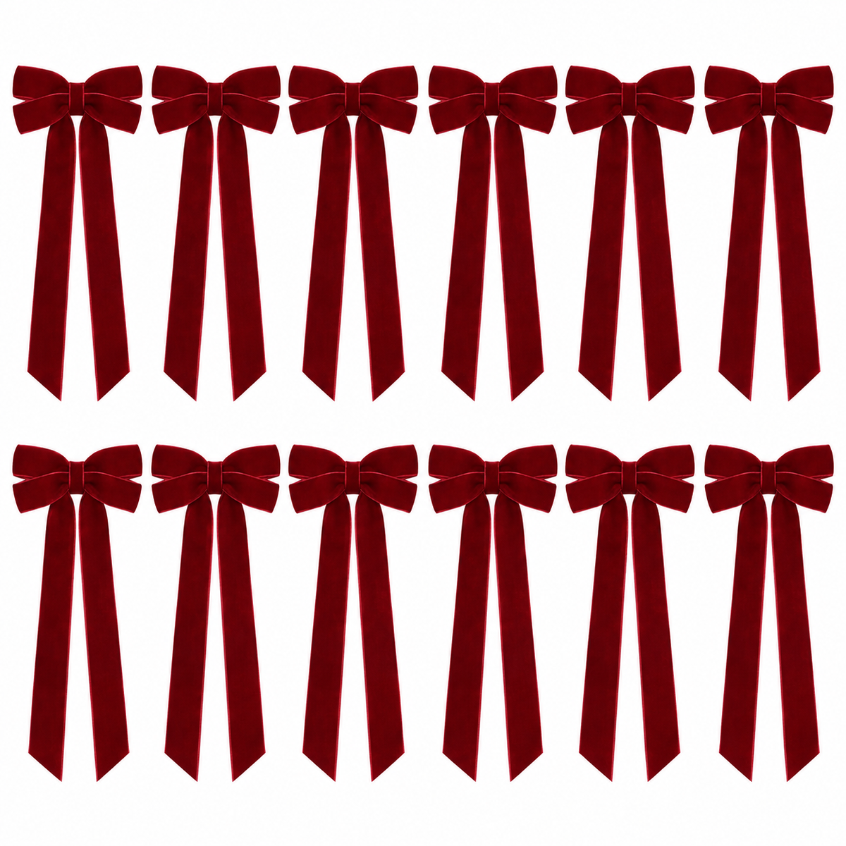 Home Collection Pack of 12 Velvet Christmas Ribbon Bows 5x10 Inch Holiday Tree Decorations