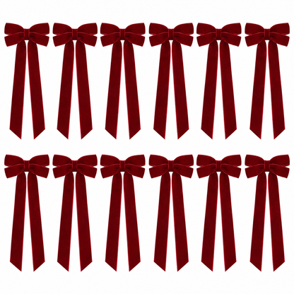 Home Collection Pack of 12 Velvet Christmas Ribbon Bows 5x10 Inch Holiday Tree Decorations
