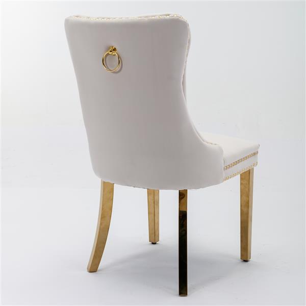 Modern Velvet Dining Chairs with Gold Legs Set of 2
