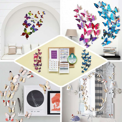 Home Collection 24Pcs Assorted Purple 3D Butterfly Wall Stickers