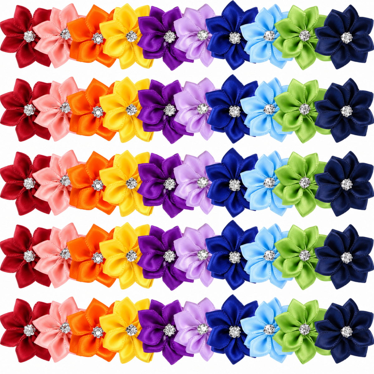 Home Collection 50-Pc Satin Ribbon Daisy Flower Heads with Rhinestones