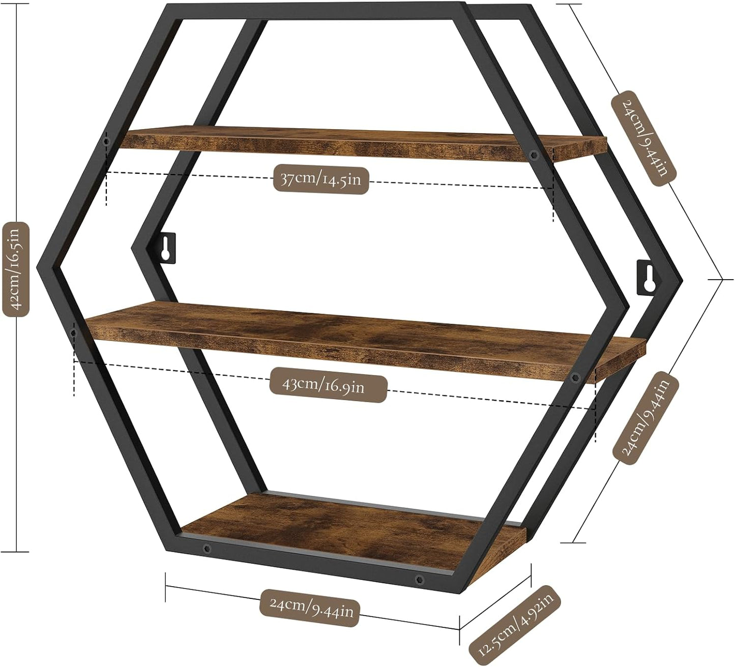 Home Collection Hexagon Floating Shelves for Wall