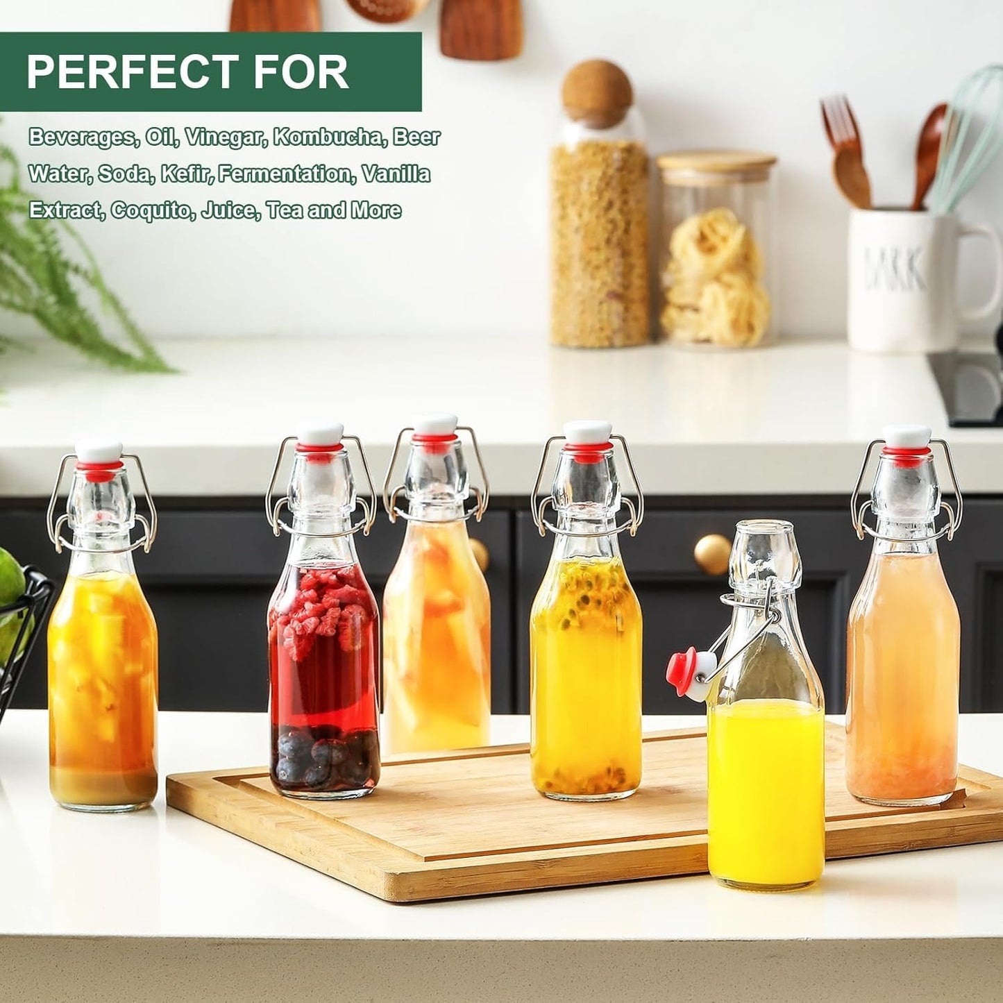 Home Collection 16Pcs Flip Top Glass Bottles 8.5oz