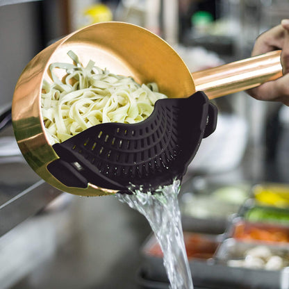 Home Collection Clip-On Silicone Pasta Strainer 8.86x3.55 inch Space-Saving Kitchen Colander