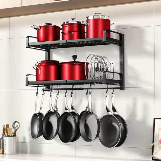 Home Collection 19" - 30" Wall-Mounted Pot & Pan Rack Organizer