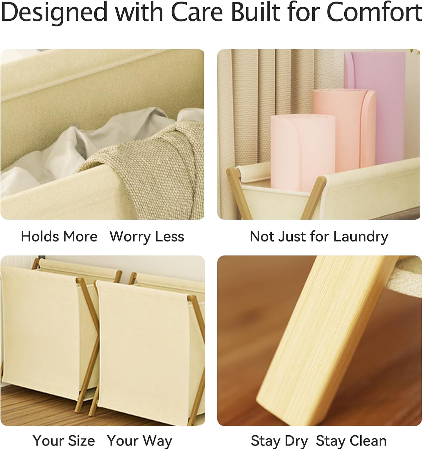 Home Collection Eco-Friendly Foldable Laundry Hamper Stand