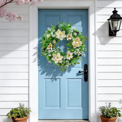 Home Collection Spring and Summer Wreath with White Flowers 24 Inch
