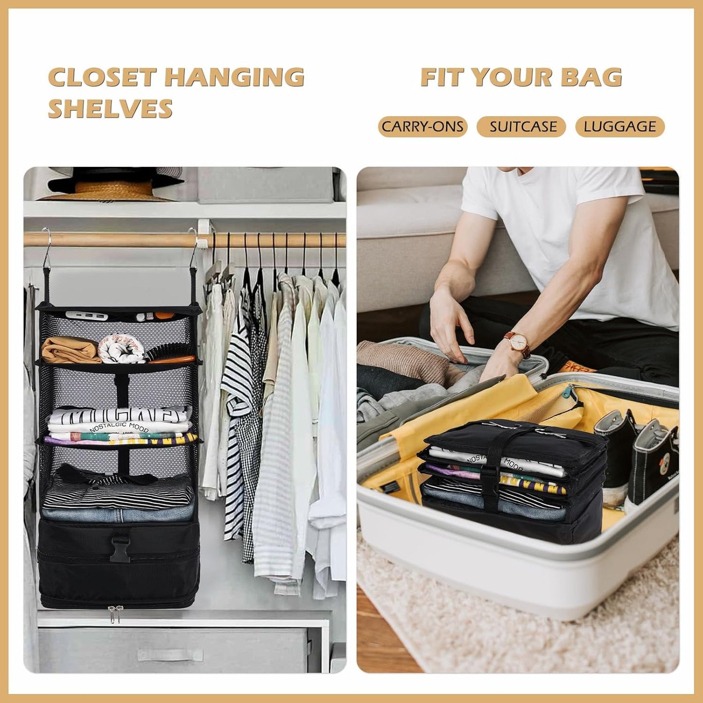Home Collection 3-Shelf Hanging Closet Storage Bag
