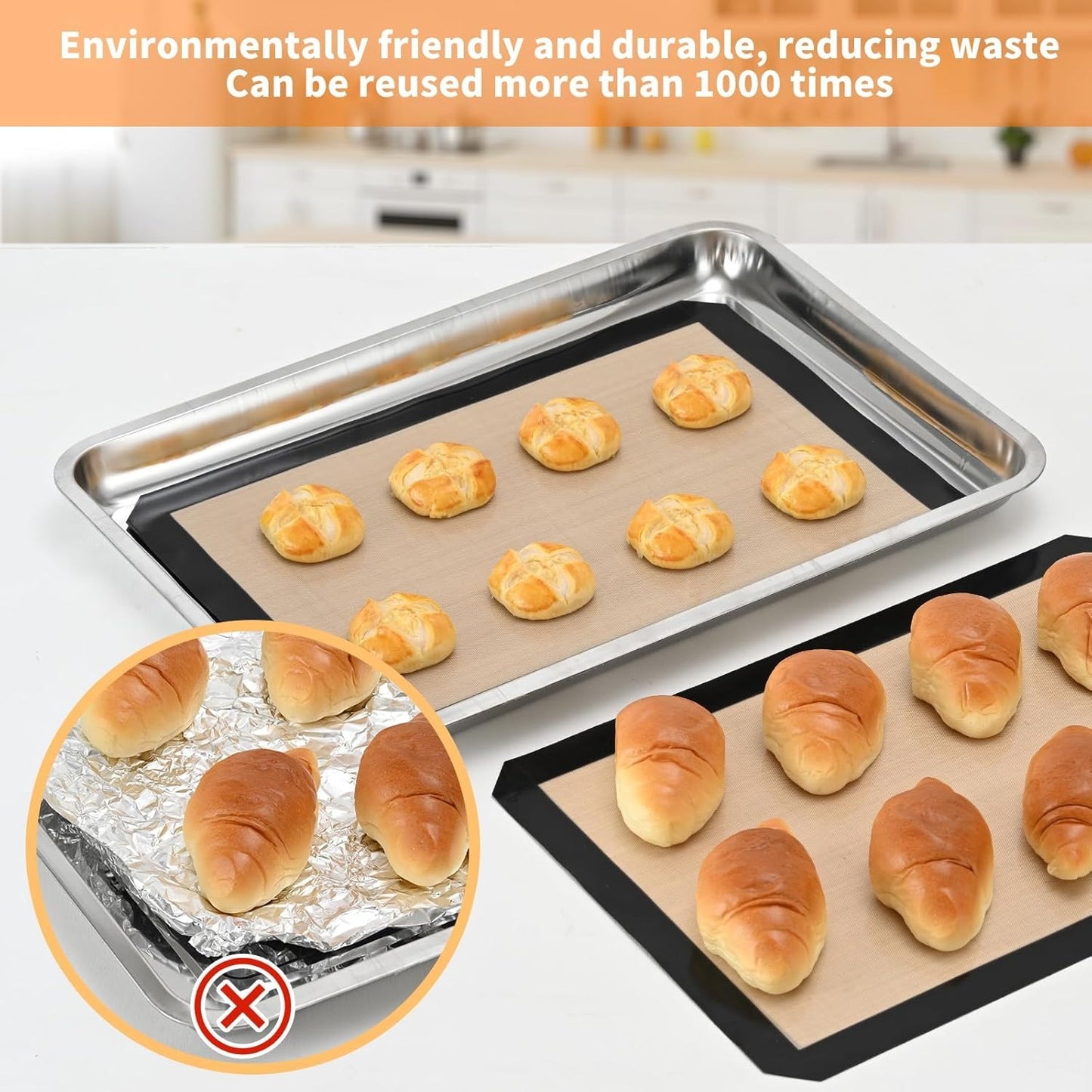 Home Collection  2-Pack Silicone Baking Mats