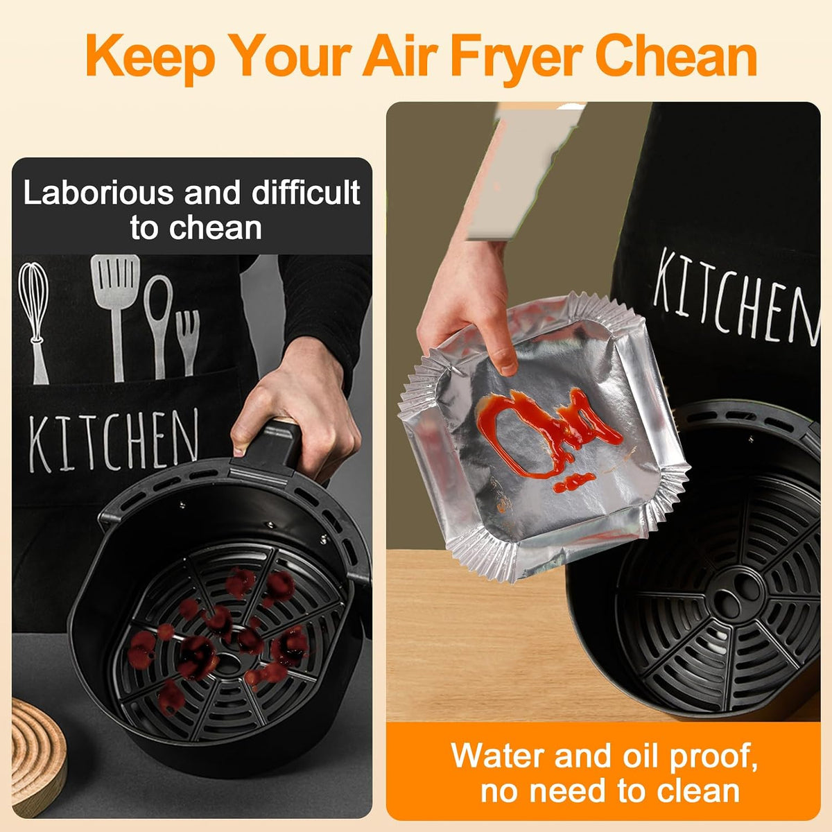 Home Collection Disposable Aluminum Foil Air Fryer Liners Nonstick Baking Sheets