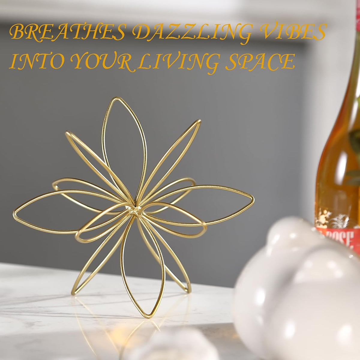 Home Collection Metal Floral Decorative Sphere Abstract Tabletop Sculpture