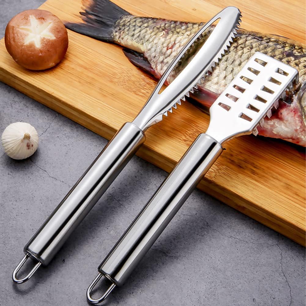 Home Collection Stainless Steel Fish Scaler Scraper Tool Seafood Scale Remover Brush Cleaner