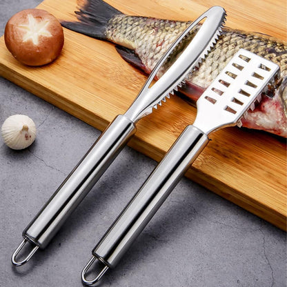 Home Collection Stainless Steel Fish Scaler Scraper Tool Seafood Scale Remover Brush Cleaner