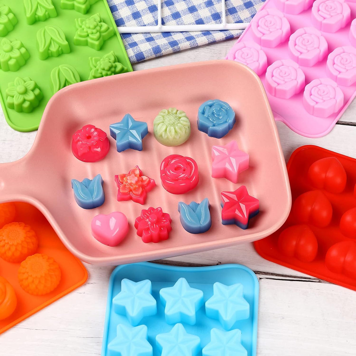 Home Collection Pack of 6 Silicone Chocolate Candy Mold Set 15-Cavity
