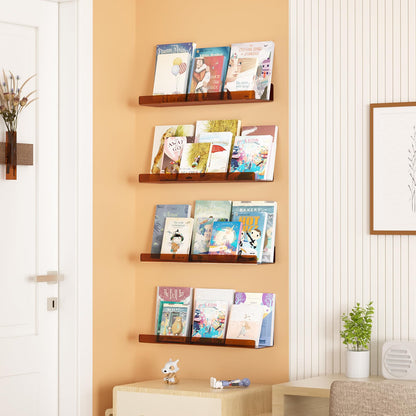 Home Collection Pack of 4 Acrylic Floating Wall Shelves for Display and Organization 15 Inch