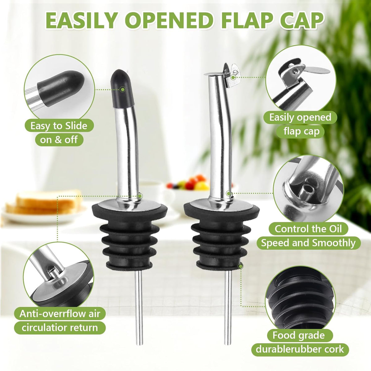 Home Collection Glass Olive Oil and Vinegar Dispenser Bottle Set