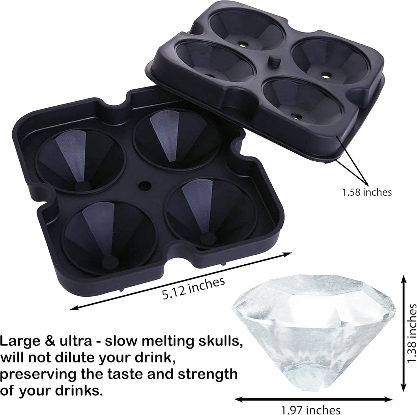 Home Collection Large Silicone 3D Diamond Ice Cube Tray