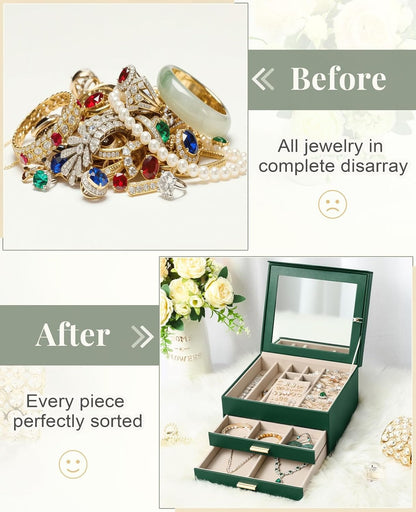 Home Collection 3-Layer Jewelry Box Organizer with Mirror