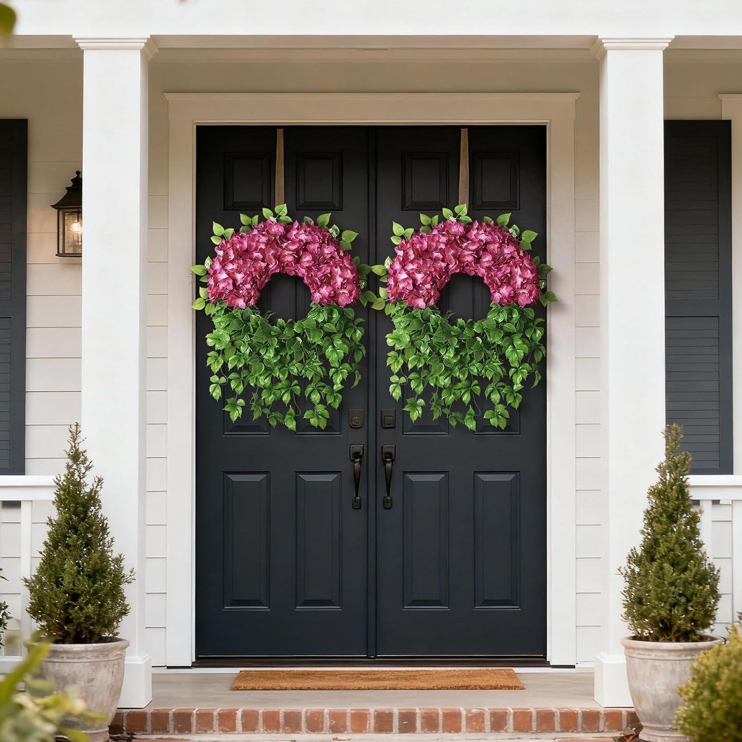 Home Collection Artificial Hydrangea Wreath with Ivy for Front Door 23-Inch