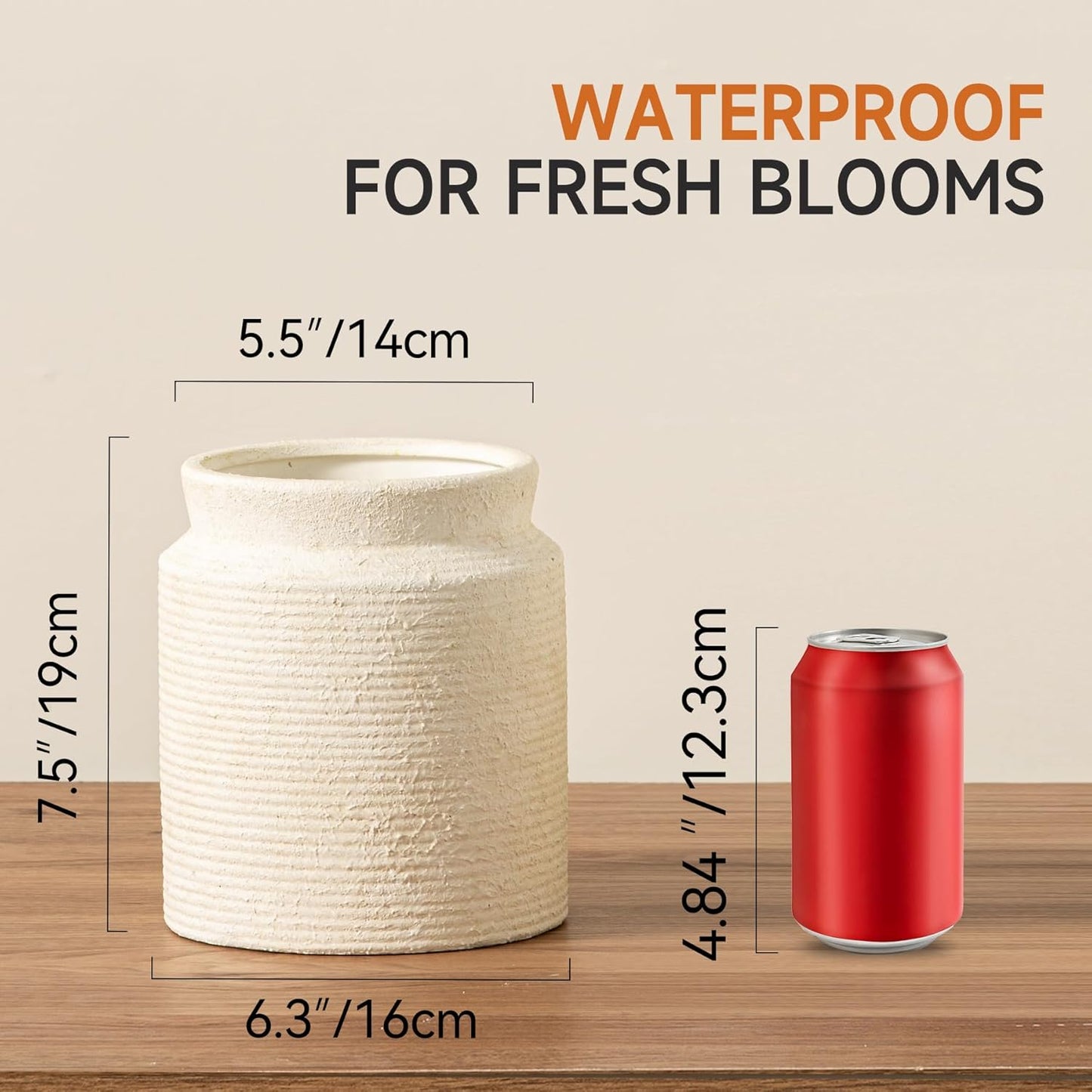 Home Collection 7.5" Rustic Ceramic Flower Vase – Farmhouse Terracotta Décor