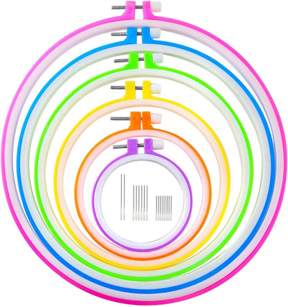 Home Collection 6-Piece Embroidery Hoops Set with 15 Needles