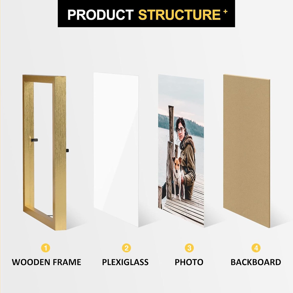 Home Collection Double Wooden Hinged Picture Frame 4x6 Inch Vertical Tabletop Display