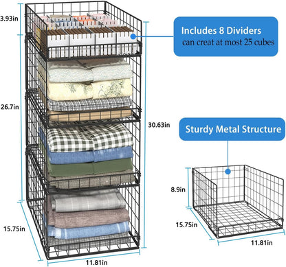 Home Collection 4-Tier Narrow Stackable Closet Organizer Shelves