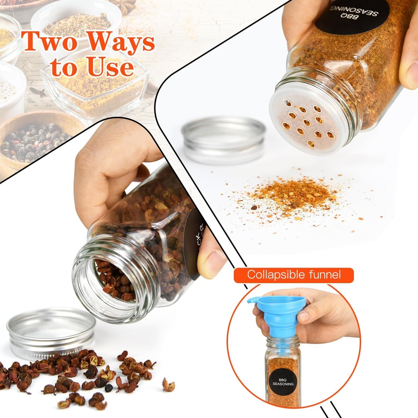 Home Collection 4oz Glass Spice Jars Set with Labels
