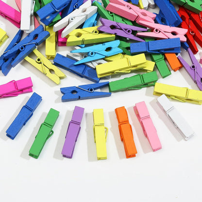 Home Collection 100Pcs Mini Wooden Clothespins with Jute Twine