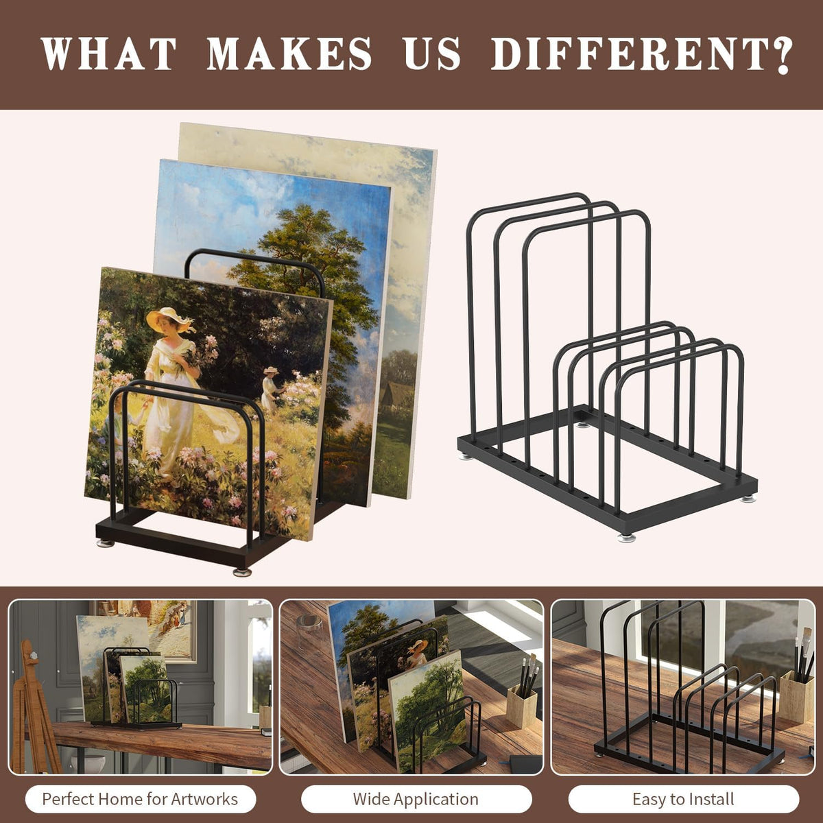 Home Collection Metal Countertop Art Storage and Canvas Drying Rack