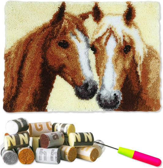 Home Collection Two Horses Latch Hook Kit 20x15"