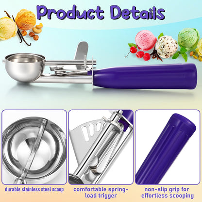 Home Collection Pack of 2 Stainless Steel Ice Cream Scoops with Trigger