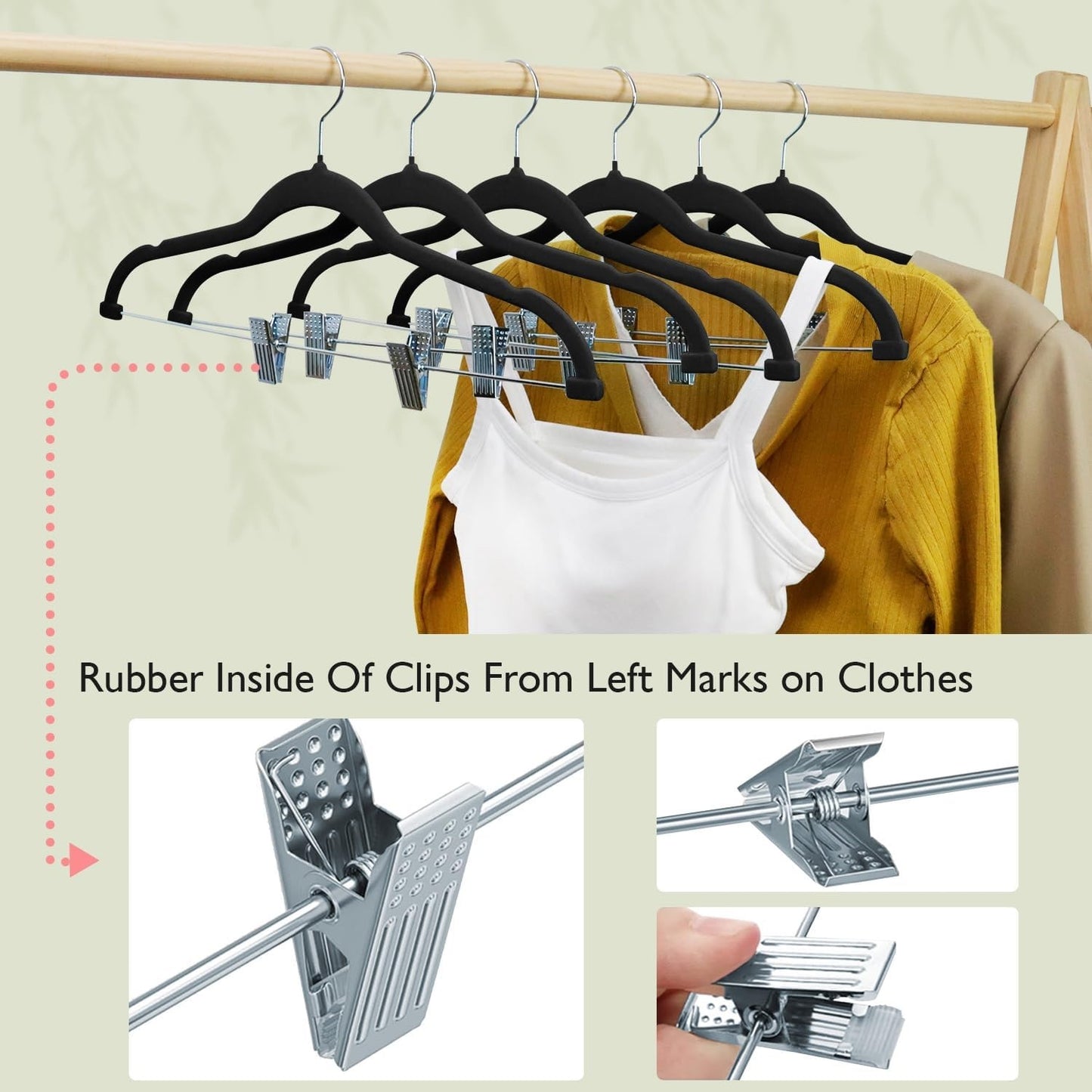 Home Collection Pack of 18 Non-Slip Velvet Pants Hangers with Movable Clips 16.8 Inch