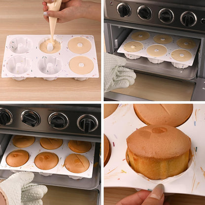 Home Collection Nonstick Silicone Baking Mold 6-Cavity Mini Fluted Cake Pan