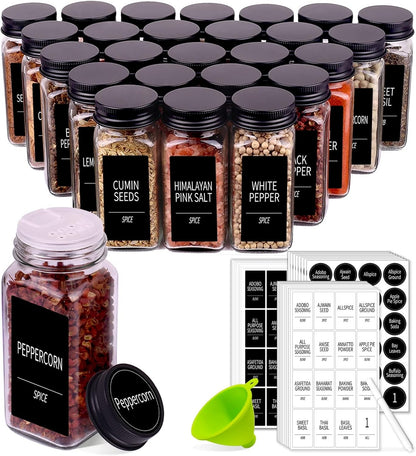 Home Collection 4oz Glass Spice Jars Set with 547 Labels