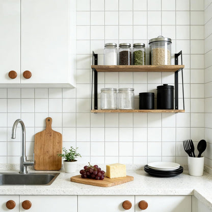 Home Collection 2-Tier Floating Wall Shelves Carbonized Black