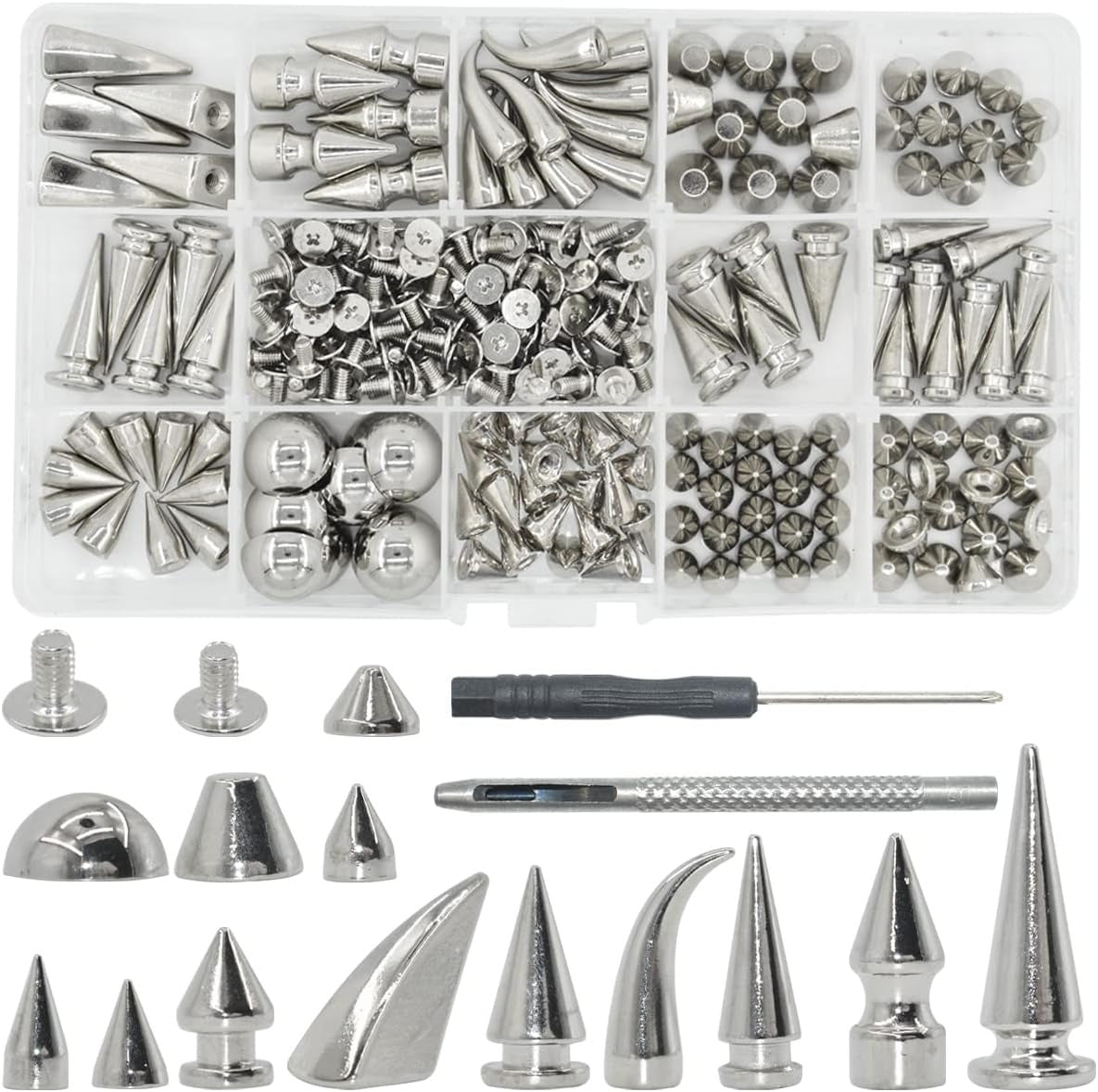 Home Collection 150 Set Silver Punk Spike Rivets Kit
