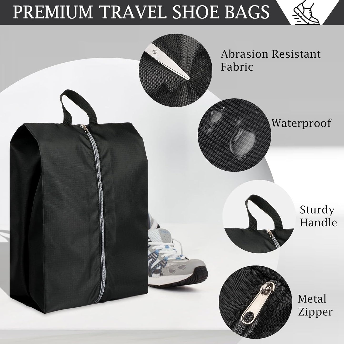 Home Collection Portable Waterproof Travel Shoe Bag with Zipper Storage Organizer