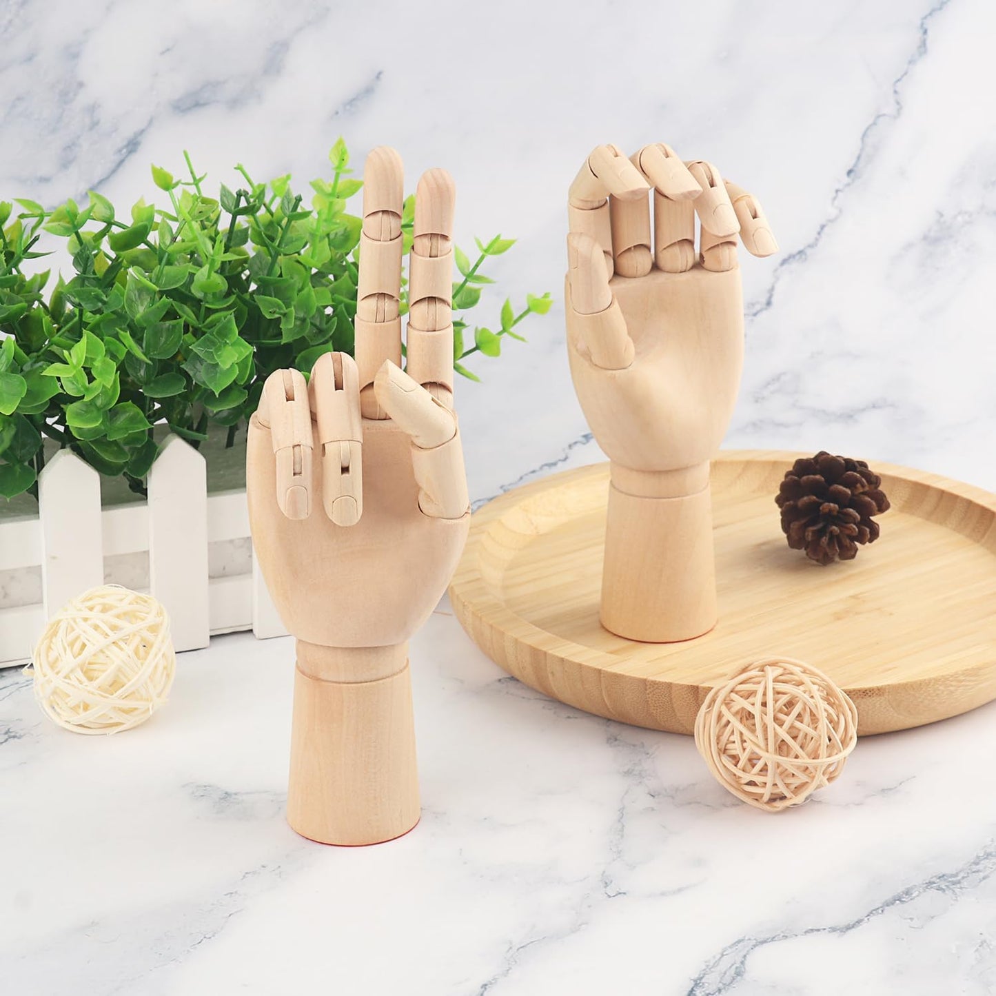 Home Collection 2 Pcs. 7-Inch Wooden Artist Hand Mannequin Set