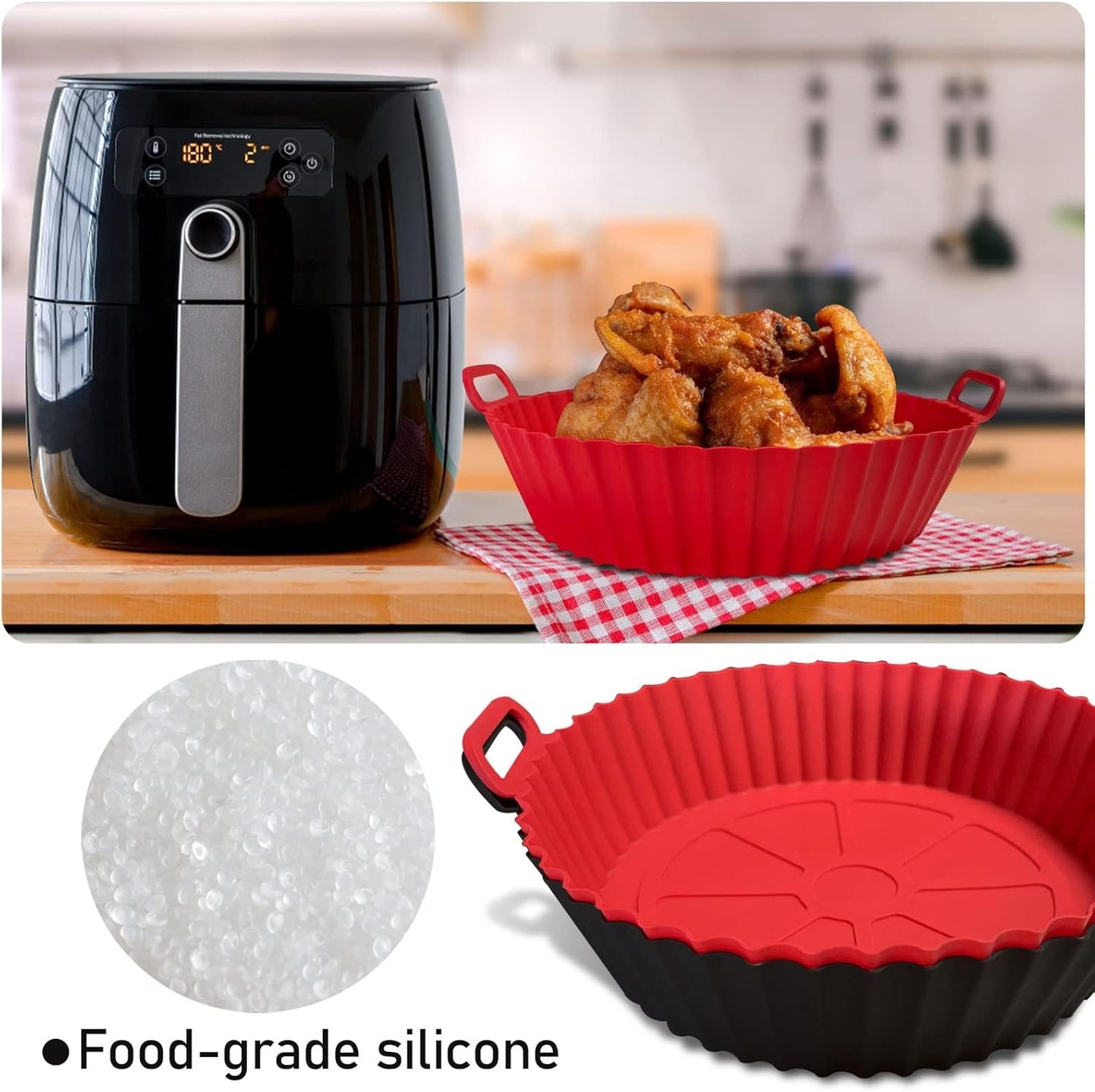 Home Collection Air Fryer Silicone Liners Set 8"
