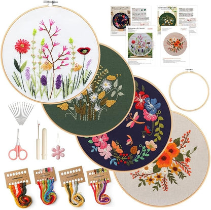 Home Collection 4 Pack Embroidery Kit for Beginners