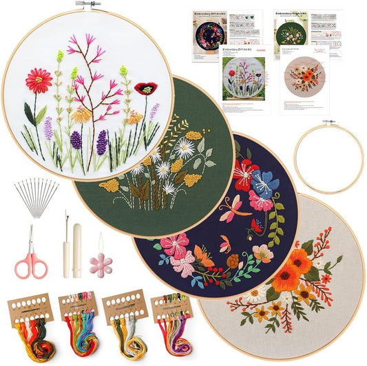 Home Collection 4 Pack Embroidery Kit for Beginners