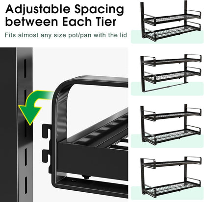 Home Collection 19" - 30" Wall-Mounted Pot & Pan Rack Organizer