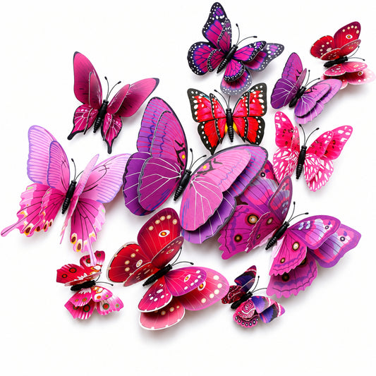 Home Collection 24Pcs Assorted Purple 3D Butterfly Wall Stickers