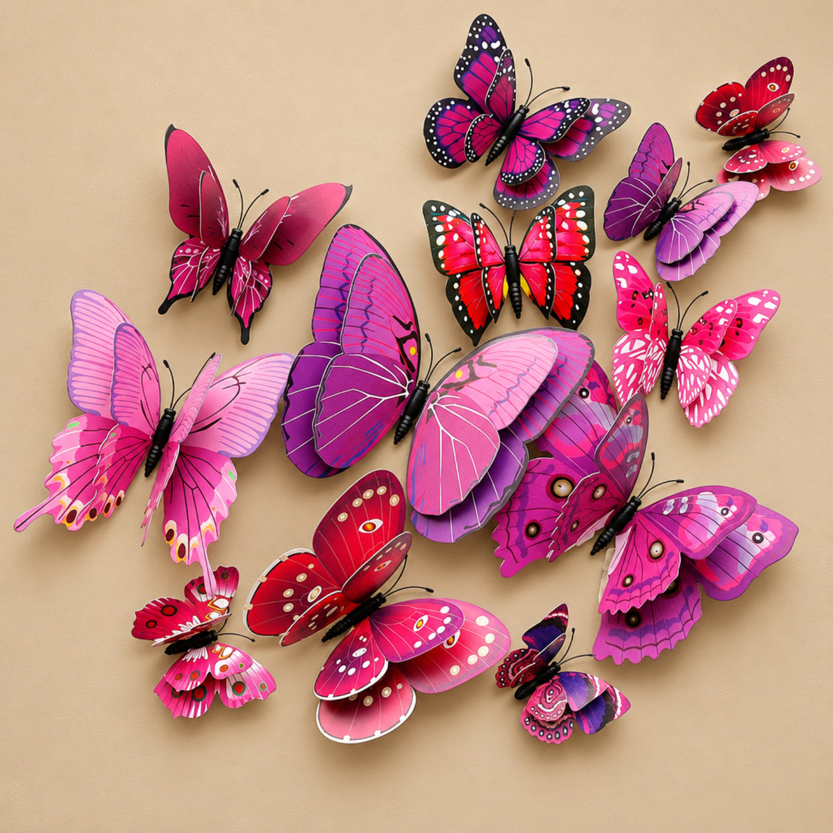 Home Collection 24Pcs Assorted Purple 3D Butterfly Wall Stickers