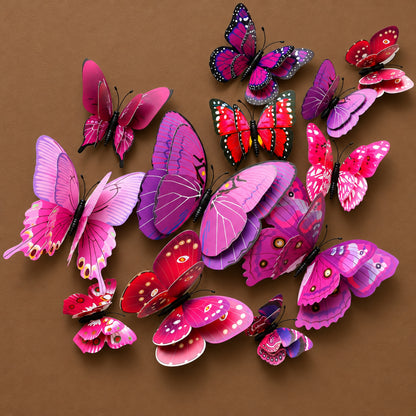 Home Collection 24Pcs Assorted Purple 3D Butterfly Wall Stickers