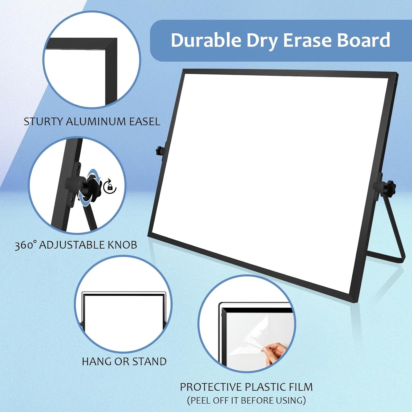 Home Collection 16" x 12" Double-Sided Magnetic Dry Erase White Board with Stand and Accessories