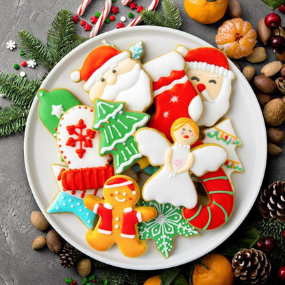 Home Collection Pack of 12 Christmas Cookie Cutter Set Stainless Steel Holiday Baking Shapes