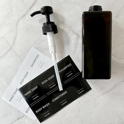 16oz Refillable Soap Dispenser Set with Waterproof Labels & Funnel