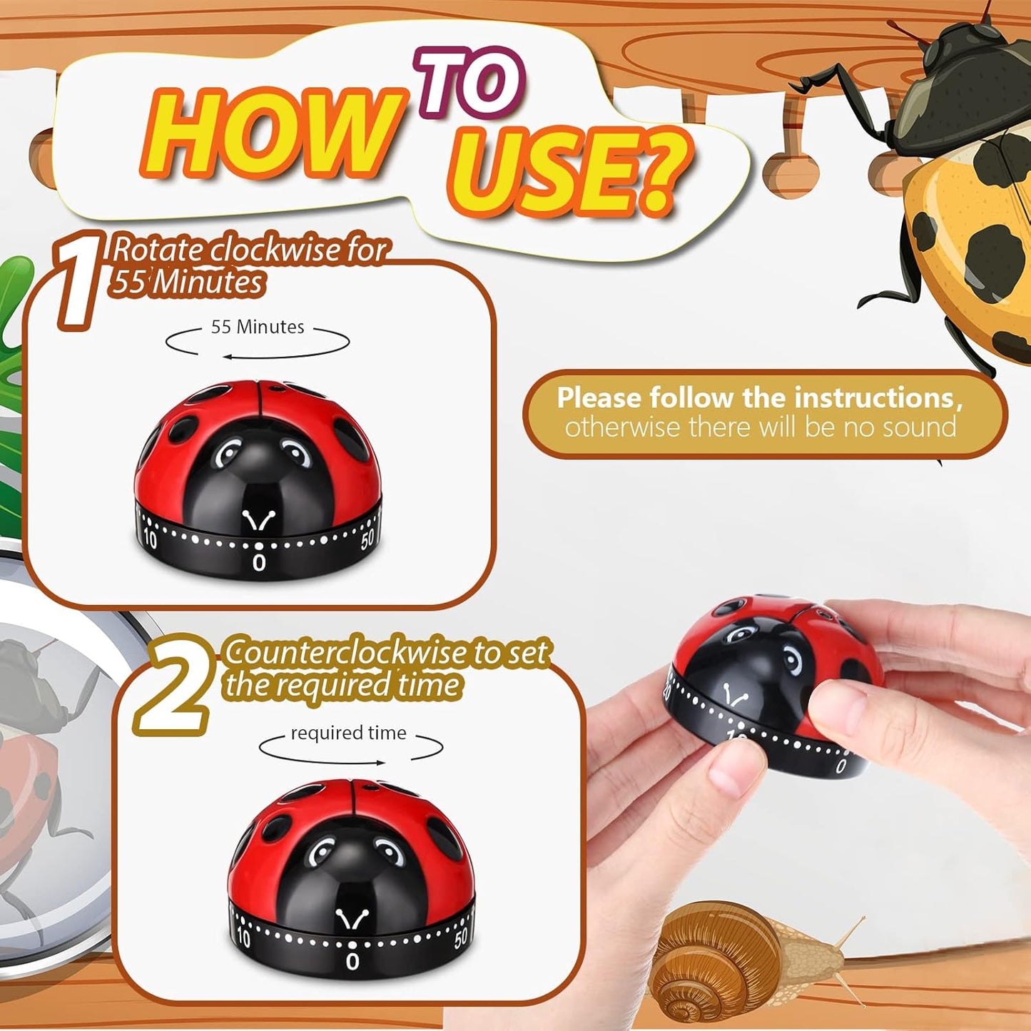 Home Collection 4-Pack Ladybug Kitchen Timers